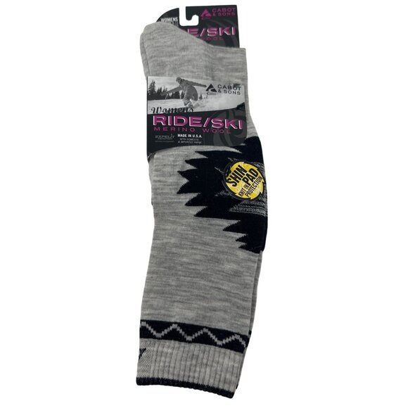 Cabot & Sons Womens Ride/Ski Merino Wool Socks Size 9-11 Gray/Black - Picture 1 of 6